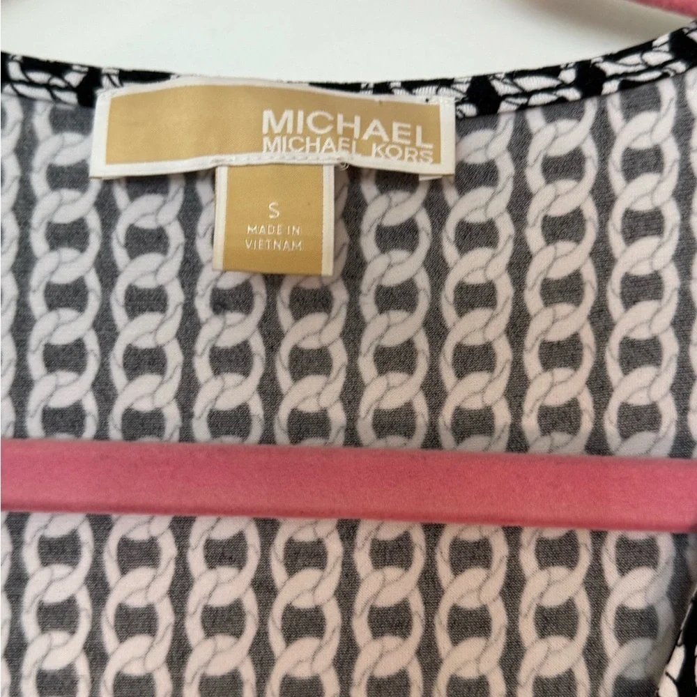 Michael Kors Black and White Patterned wrap Dress
